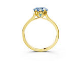 Yellow gold Fancy Blue Round Cut Diamond Solitaire Ring with Flower Prong Setting and Classic Band_39