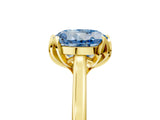 Yellow gold Fancy Blue Round Cut Diamond Solitaire Ring with Flower Prong Setting and Classic Band_41