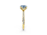 Yellow gold Fancy Blue Round Cut Diamond Solitaire Ring with Four-Prong Setting and Pavé Band_5