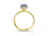 Yellow gold Fancy Blue Round Cut Diamond Solitaire Ring with Four-Prong Setting and Pavé Band_6