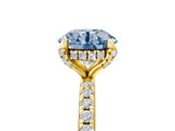 Yellow gold Fancy Blue Round Cut Diamond Solitaire Ring with Four-Prong Setting and Pavé Band_8
