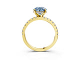 Yellow gold Fancy Blue Round Cut Diamond Solitaire Ring with Pavé Band and Four-Prong Setting_64