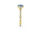 Yellow gold Fancy Blue Round Cut Diamond Solitaire Ring with Pavé Band and Hidden Halo_21