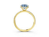 Yellow gold Fancy Blue Round Cut Diamond Solitaire Ring with Pavé Band and Hidden Halo_22