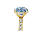 Yellow gold Fancy Blue Round Cut Diamond Solitaire Ring with Pavé Band and Hidden Halo_24