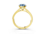 Yellow gold Fancy Blue Round Cut Diamond Solitaire Ring with Pavé Band and Prong Setting_15