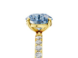 Yellow gold Fancy Blue Round Cut Diamond Solitaire Ring with Pave Band and Four Prong Setting_77