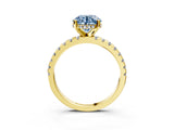 Yellow gold Fancy Blue Round Cut Diamond Solitaire Ring with Round  Pavé Band and Four-Prong Setting_39