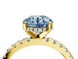 Yellow gold Fancy Blue Round Cut Diamond Solitaire Ring with Round  Pavé Band and Four-Prong Setting_40