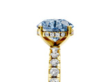 Yellow gold Fancy Blue Round Cut Diamond Solitaire Ring with Round  Pavé Band and Four-Prong Setting_41