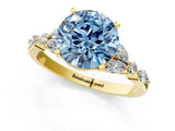 Yellow gold Fancy Blue Round Cut Diamond Solitaire Ring with Side Stones and Four-Prong Setting_52