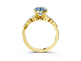Yellow gold Fancy Blue Round Cut Diamond Solitaire Ring with Side Stones and Four-Prong Setting_54