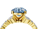 Yellow gold Fancy Blue Round Cut Diamond Solitaire Ring with Side Stones and Four-Prong Setting_55