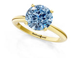 Yellow gold Fancy Blue Round Cut Diamond Solitaire Ring with Six-Prong Setting and Classic Band_271