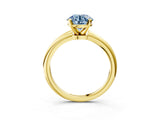 Yellow gold Fancy Blue Round Cut Diamond Solitaire Ring with Six-Prong Setting and Classic Band_273