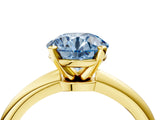 Yellow gold Fancy Blue Round Cut Diamond Solitaire Ring with Six-Prong Setting and Classic Band_274