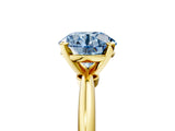 Yellow gold Fancy Blue Round Cut Diamond Solitaire Ring with Six-Prong Setting and Classic Band_275