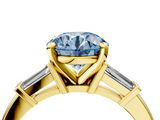 Yellow gold Fancy Blue Round  Cut Diamond Solitaire Ring with Tapered Baguette Accents and Four-Prong Setting_50