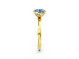 Yellow gold Fancy Blue Round Cut Diamond Solitaire Ring with Thin Band and Prong Setting_14
