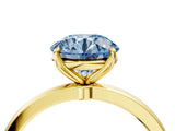 Yellow gold Fancy Blue Round Cut Diamond Solitaire Ring with Thin Band and Prong Setting_16