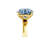 Yellow gold Fancy Blue Round Cut Diamond Solitaire Ring with Thin Band and Prong Setting_17