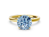 Yellow gold Fancy Blue Round Cut Diamond Solitaire Ring with Thin Band and Prong Setting_24