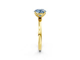 Yellow gold Fancy Blue Round Cut Diamond Solitaire Ring with Thin Band and Prong Setting_26