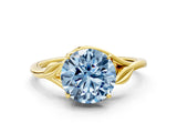 Yellow gold Fancy Blue Round Cut Diamond Solitaire Ring with Twist Band and Four-Prong Setting_110