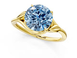 Yellow gold Fancy Blue Round Cut Diamond Solitaire Ring with Twist Band and Four-Prong Setting_111