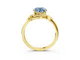 Yellow gold Fancy Blue Round Cut Diamond Solitaire Ring with Twist Band and Four-Prong Setting_113