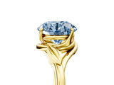 Yellow gold Fancy Blue Round Cut Diamond Solitaire Ring with Twist Band and Four-Prong Setting_115