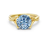 Yellow gold Fancy Blue Round Cut Diamond Solitaire Twist Band Prong Setting Ring_67
