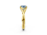Yellow gold Fancy Blue Round Cut Diamond Solitaire Twist Band Prong Setting Ring_69