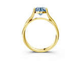Yellow gold Fancy Blue Round Cut Diamond Solitaire Twist Band Prong Setting Ring_70