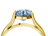 Yellow gold Fancy Blue Round Cut Diamond Solitaire Twist Band Prong Setting Ring_71