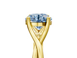 Yellow gold Fancy Blue Round Cut Diamond Solitaire Twist Band Prong Setting Ring_72