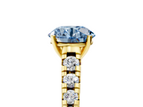 Yellow gold Fancy Blue Round  Cut Diamond Solitaire with Pave Band and Four-Prong Setting_153