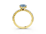Yellow gold Fancy Blue Round Cut Diamond Solitaire with Side Stones, Pave Band, Four-Prong Setting_86