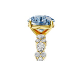 Yellow gold Fancy Blue Round Cut Diamond Solitaire with Side Stones, Pave Band, Four-Prong Setting_88