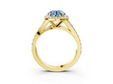 Yellow gold Fancy Blue Round Cut Diamond Split Shank Halo Ring with Four-Prong Setting_61