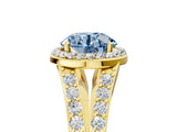 Yellow gold Fancy Blue Round Cut Diamond Split Shank Halo Ring with Four-Prong Setting_63