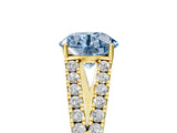 Yellow gold Fancy Blue Round Cut Diamond Split Shank Pavé Engagement Ring with Four-Prong Setting_65
