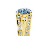 Yellow gold Fancy Blue Round Cut Diamond Split Shank Ring with Pavé Band and Four-Prong Setting_49