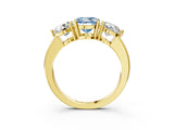 Yellow gold Fancy Blue Round Cut Diamond Three-Stone Ring with Prong Setting and Classic Band_127