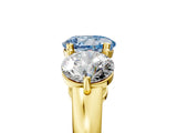 Yellow gold Fancy Blue Round Cut Diamond Three-Stone Ring with Prong Setting and Classic Band_129