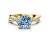 Yellow gold Fancy Blue Round  Cut Diamond Twist Band Solitaire with Prong Setting_41