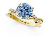 Yellow gold Fancy Blue Round  Cut Diamond Twist Band Solitaire with Prong Setting_42