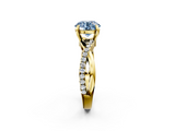 Yellow gold Fancy Blue Round  Cut Diamond Twist Band Solitaire with Prong Setting_43