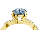 Yellow gold Fancy Blue Round  Cut Diamond Twist Band Solitaire with Prong Setting_45