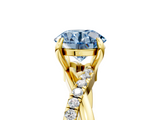Yellow gold Fancy Blue Round  Cut Diamond Twist Band Solitaire with Prong Setting_46